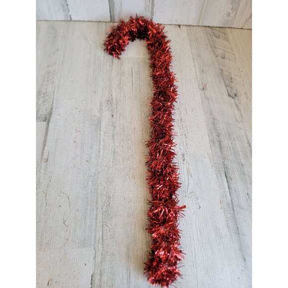 Large red tinsel candy cane Xmas home decor figure hang - Picture 1 of 6